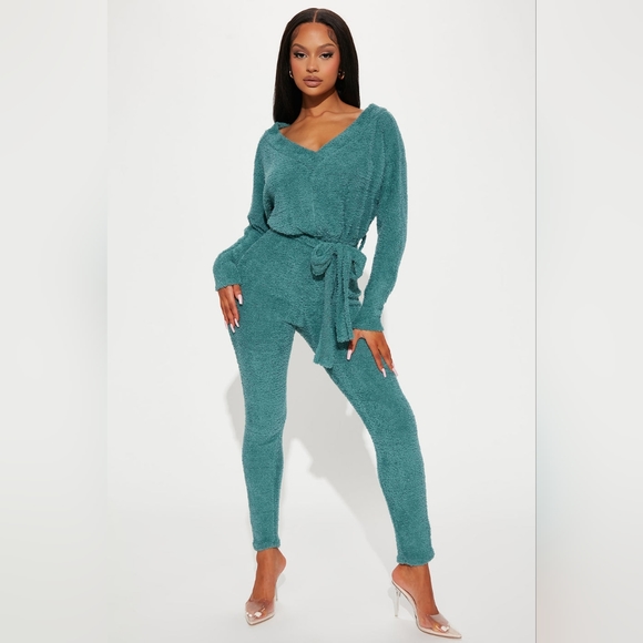 NWT Furry Teal Jumpsuit - Picture 3 of 7